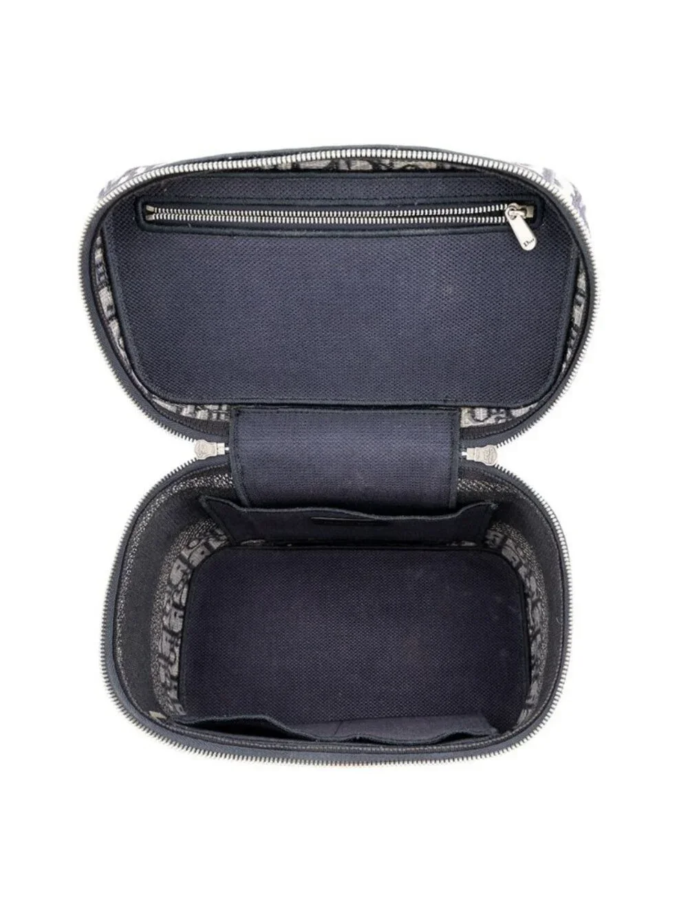 Dior Handbag Oblique Embroidered Travel Vanity Bag Medium Canvas